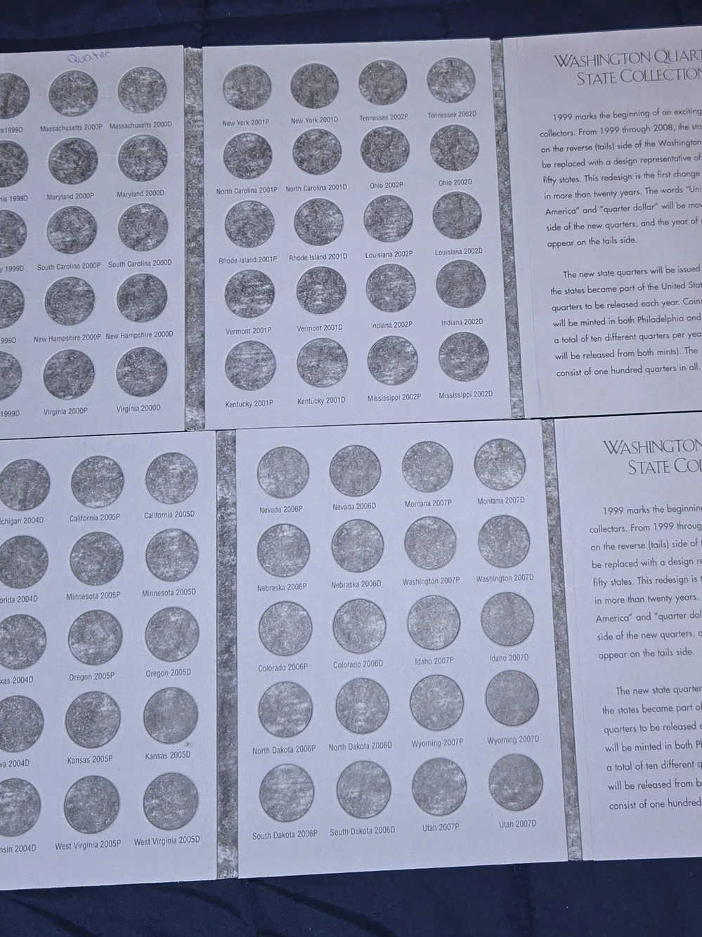 Washington Quarters State Collection Coin Albums - Black & Silver Covers